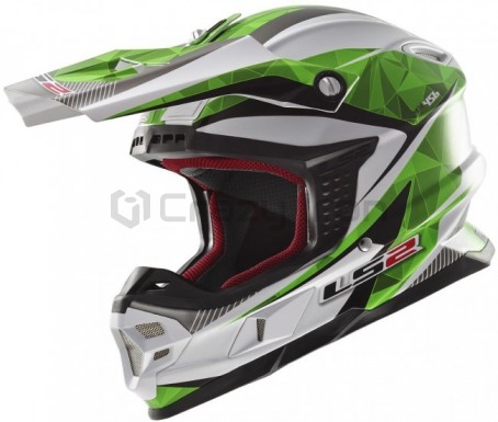 Мотошлем кроссовый LS2 MX456 Quartz White Green, бело-зеленый (фото 1, фотография 1)
