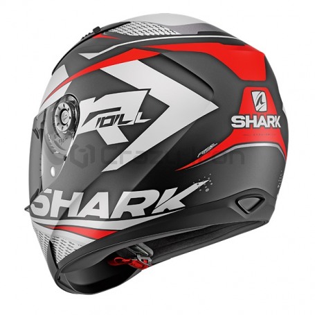Мотошлем интеграл SHARK RIDILL STRATOM Mat, черно-бело-красный (фото 2, фотография 2)