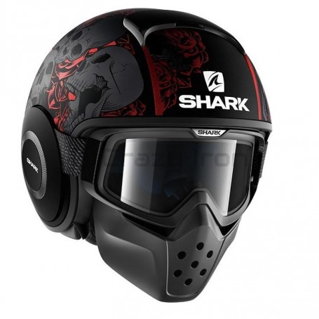 Мотошлем открытый SHARK DRAK (RAW) SANCTUS Mat, черно-красный матовый (фото 1, фотография 1)