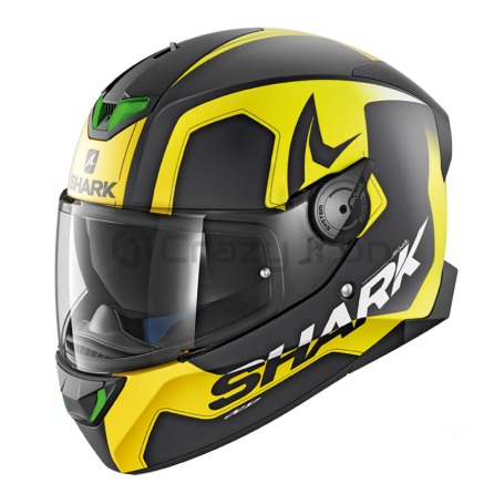 Мотошлем интеграл SHARK SKWAL 2 TRION Mat, черно-желтый, матовый, с зеленой подсветкой (фото 1, фотография 1)