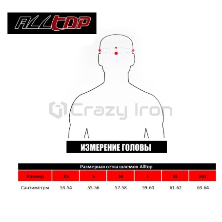 Мотошлем интеграл ALLTOP SKULLBONES, зеленый (фото 4, фотография 4)