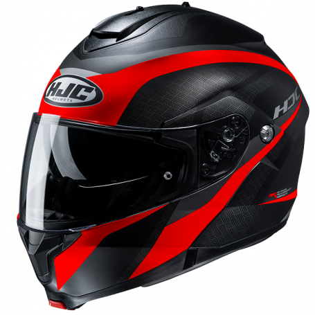 Мотошлем модуляр HJC C91 TALY, черно-красный матовый (фото 1, фотография 1)