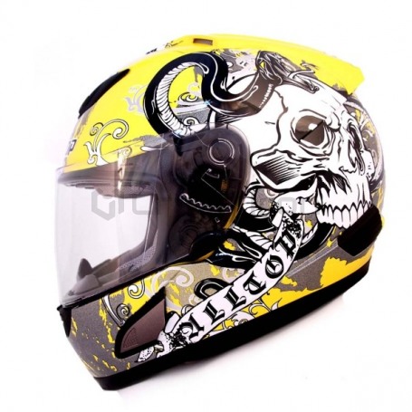Мотошлем интеграл ALLTOP SKULLBONES, желтый (фото 1, фотография 1)
