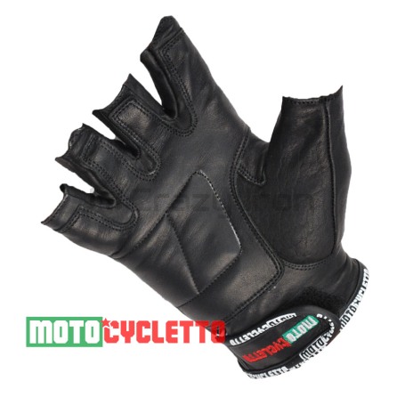 Мотоперчатки MOTOCYCLETTO без пальцев  HALF-FINGER BLACK, кожа (фото 3, фотография 3)