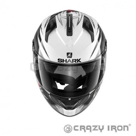 Мотошлем интеграл SHARK RIDILL FINKS, бело-черный с красным (фото 2, фотография 2)