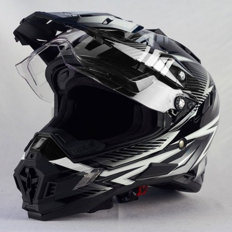 Мотошлем кроссовый со стеклом ALLTOP PREDATOR, черно-серый (фото 2, фотография 2)