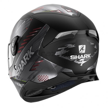 Мотошлем интеграл SHARK SKWAL 2 VENGER MAT, черно-красный с подсветкой (фото 2, фотография 2)