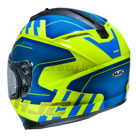 Мотошлем интеграл HJC C70 KORO, желто-синий (фото 2, фотография 2)