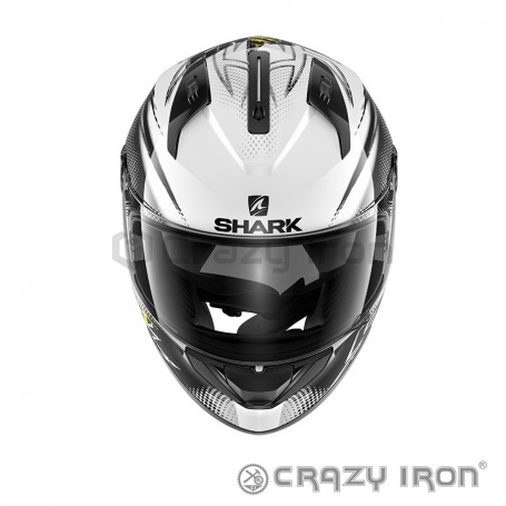 Мотошлем интеграл SHARK RIDILL FINKS, бело-черный с желтым (фото 2, фотография 2)