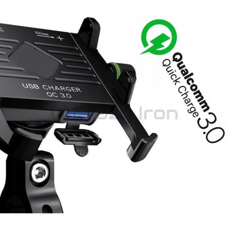 Держатель для телефона на руль мотоцикла с зарядным устройством USB 3 QC (фото 6, фотография 6)