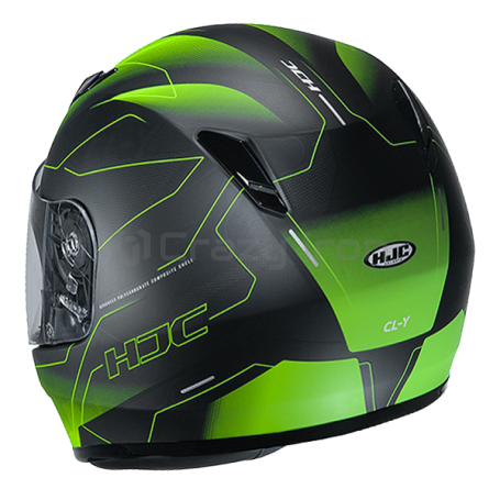 Мотошлем детский HJC CL-Y TAZE, черно-зеленый (фото 2, фотография 2)
