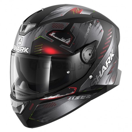 Мотошлем интеграл SHARK SKWAL 2 VENGER MAT, черно-красный с подсветкой (фото 1, фотография 1)