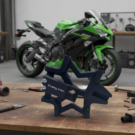 Кронштейн хендбрейка KAWASAKI ZX-6R `05 -`21 для диска диаметром 280 мм, черный анод CRAZY IRON (фото 8, фотография 8)