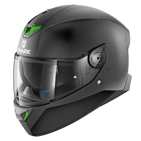 Мотошлем интеграл SHARK SKWAL 2 BLANK MAT Black, черный матовый, с зеленой подсветкой (фото 1, фотография 1)