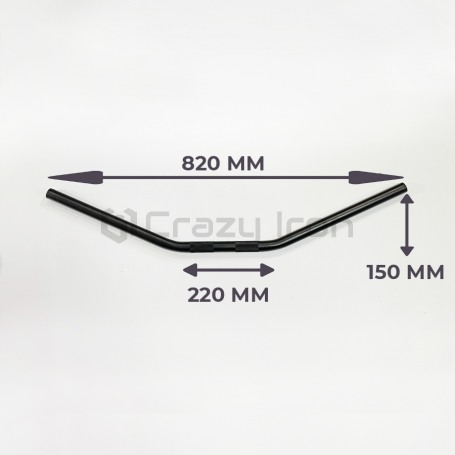Руль дюймовый для мотоцикла 820мм/d25мм, DRAG BAR, чёрный матовый, CRAZY IRON (фото 2, фотография 2)