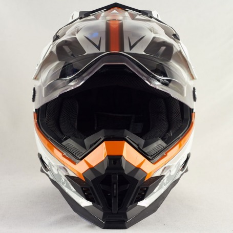 Мотошлем кроссовый ALLTOP со стеклом PREDATOR, бело-оранжевый (фото 2, фотография 2)