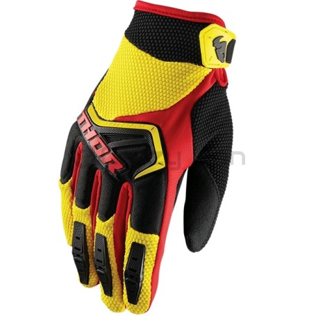 Мотоперчатки THOR кроссовые  S8 SPECTRUM черно-желто-красные (фото 1, фотография 1)