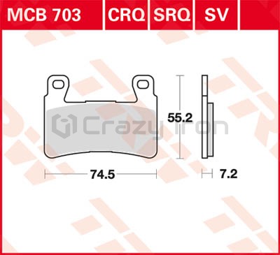 Тормозные колодки для мотоцикла TRW LUCAS MCB703 (фото 1, фотография 1)