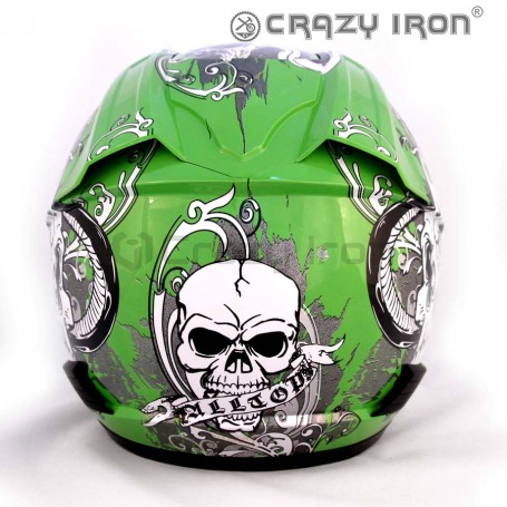 Мотошлем интеграл ALLTOP SKULLBONES, зеленый (фото 3, фотография 3)
