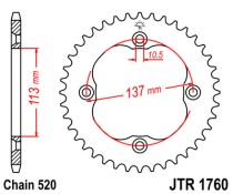 Звезда ведомая (задняя) JTR1760.36 JT 520