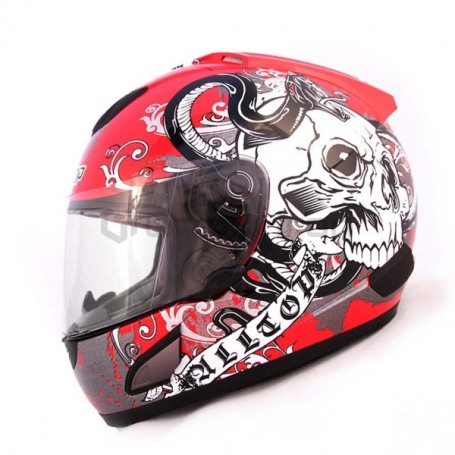 Мотошлем интеграл ALLTOP SKULLBONES, красный (фото 1, фотография 1)