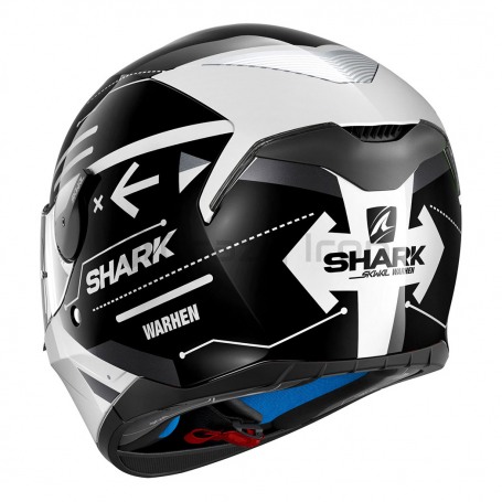Мотошлем интеграл SHARK SKWAL 2 WARHEN, черно-белый, с белой подсветкой (фото 3, фотография 3)