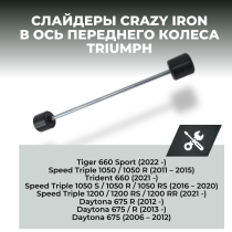 Слайдеры в ось переднего колеса TRIUMPH 765, Trident 660, Tiger Sport 660 Speed Triple CRAZY IRON