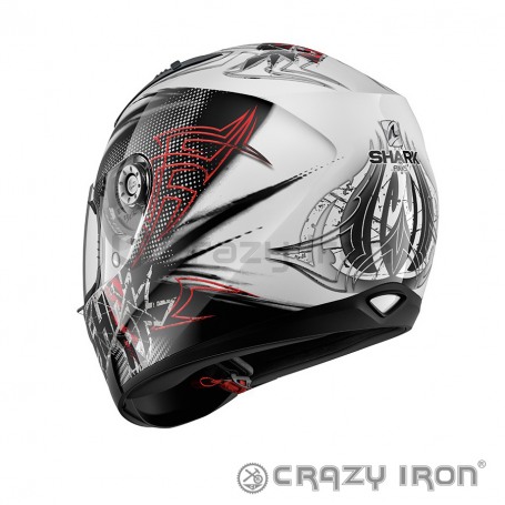Мотошлем интеграл SHARK RIDILL FINKS, бело-черный с красным (фото 4, фотография 4)