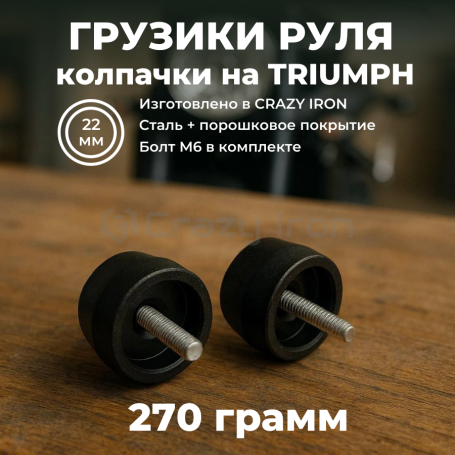 Грузики руля, колпачок на руль TRIUMPH (2шт) 300 грамм, под болт М6 (фото 1, фотография 1)
