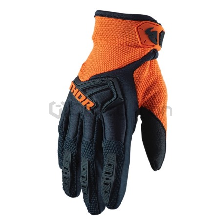 Мотоперчатки THOR кроссовые  детские S20Y SPECTRUM, сине-оранжевые (фото 1, фотография 1)