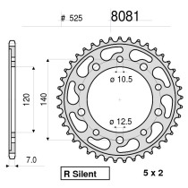 Звезда ведомая (задняя) OGNIBENE 8081-R42 525 (JTR1792.42)