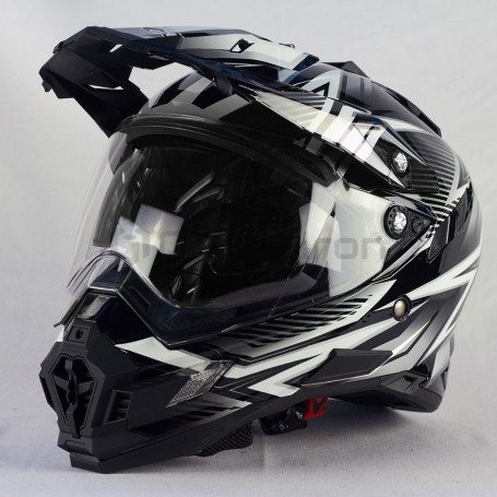 Мотошлем кроссовый со стеклом ALLTOP PREDATOR, черно-серый (фото 1, фотография 1)