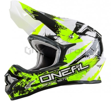 Мотошлем кроссовый ONEAL SHOCKER, бело-зеленый (фото 1, фотография 1)