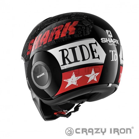 Мотошлем открытый SHARK DRAK (RAW) TRIBUTE RM MAT, черно-красный (фото 4, фотография 4)