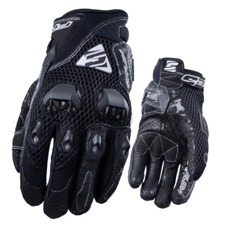 Мотоперчатки FIVE STUNT EVO AIRFLOW BLACK, короткие, кожа (фото 1, фотография 1)