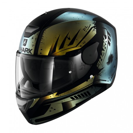 Мотошлем интеграл SHARK D-SKWAL DHARKOV Mat, золотисто-голубой хамелеон, матовый (фото 1, фотография 1)