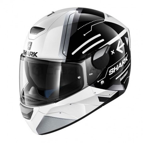 Мотошлем интеграл SHARK SKWAL 2 WARHEN, черно-белый, с белой подсветкой (фото 1, фотография 1)