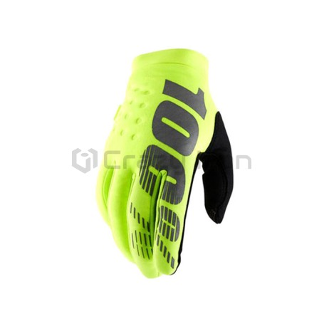 Мотоперчатки 100PERCENT кроссовые  BRISKER утепленные, зеленые (фото 1, фотография 1)