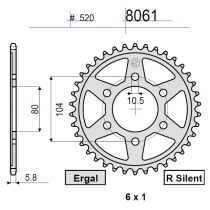 Звезда для стантрайдинга на KAWASAKI ZX-6R 2003-2025 цепь 520 зубьев 54