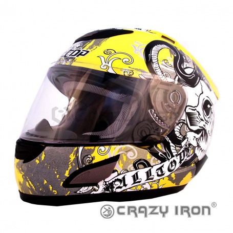 Мотошлем интеграл ALLTOP SKULLBONES, желтый (фото 2, фотография 2)