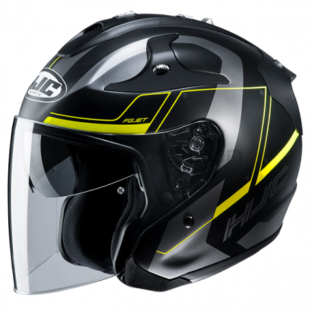 Мотошлем открытый HJC FG-JET KOMINA, черно-зеленый матовый (фото 1, фотография 1)