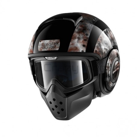 Мотошлем открытый SHARK DRAK (RAW) DOGTAG, черный (фото 1, фотография 1)