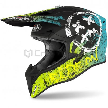 Мотошлем кроссовый AIROH WRAAP SMILE, черно-желтый матовый (фото 1, фотография 1)