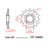 Звезда ведущая (передняя) JTF1344.13SC 520 c самоочисткой