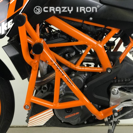 Клетка на мотоцикл KTM Duke 125, Duke 390 до `16, Duke 200 `12-`14 CRAZY IRON серии PRO оранж глянец (фото 3, фотография 3)