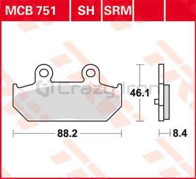 Тормозные колодки для мотоцикла TRW LUCAS MCB751 (фото 1, фотография 1)