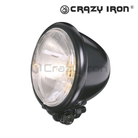 Фара для мотоцикла PW BATES STYLE, черная, 12V 35/35W, E-marked (фото 1, фотография 1)