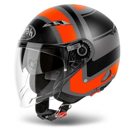 Мотошлем открытый AIROH CITY ONE Wrap Orange Matt, черно-оранжевый матовый (фото 1, фотография 1)