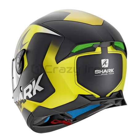 Мотошлем интеграл SHARK SKWAL 2 TRION Mat, черно-желтый, матовый, с зеленой подсветкой (фото 3, фотография 3)