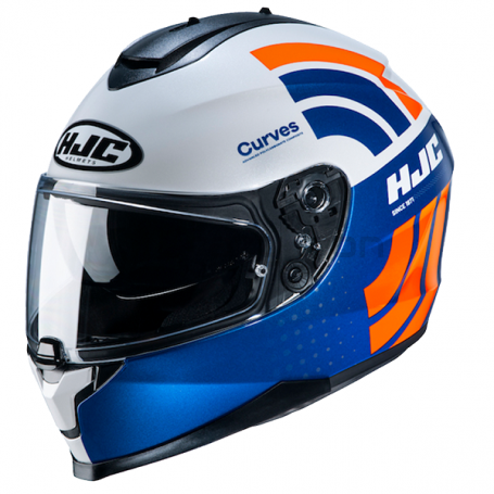 Мотошлем интеграл HJC C70 CURVES, сине-оранжевый (фото 1, фотография 1)